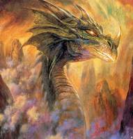 Bob Eggleton - Unknown - A black dragon raising its head out of the mist