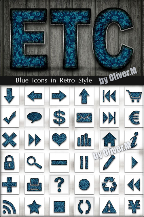 PSD - Blue Icons in Retro style