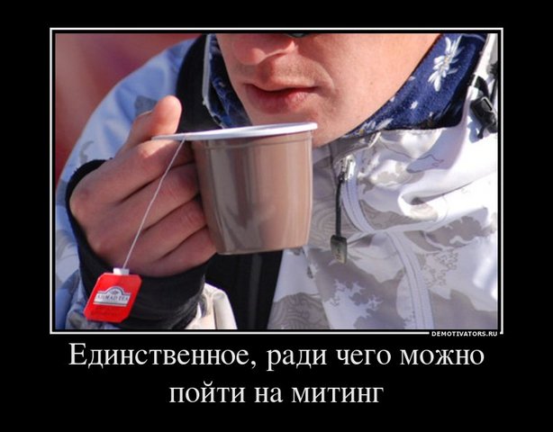 Демотиватор: Чай на митинге. Россия 2012