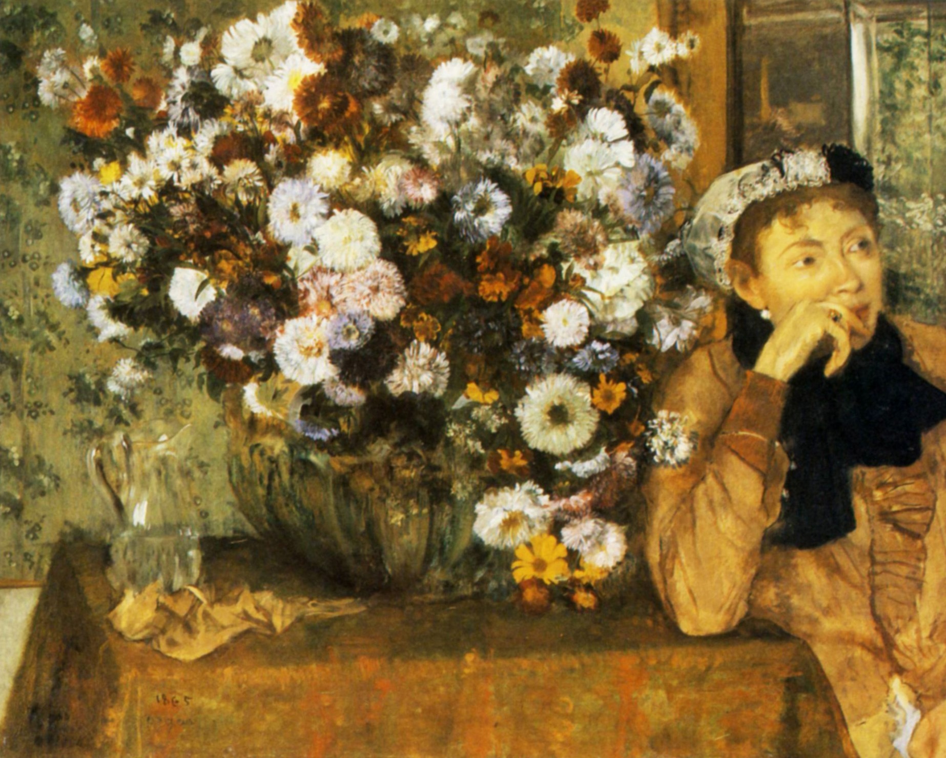 a-woman-seated-beside-a-vase-of-flowers-1865