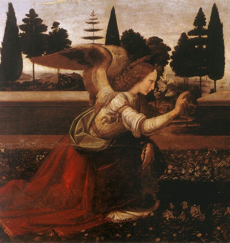 Leonardo da Vinci Annunciation detail1