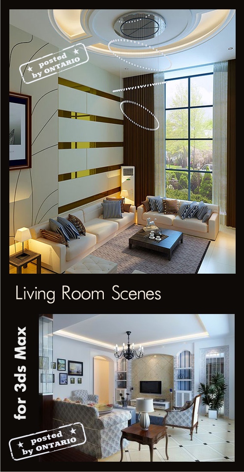 [3dMax] Living room Interiors scenes for 3ds Max (part 05)