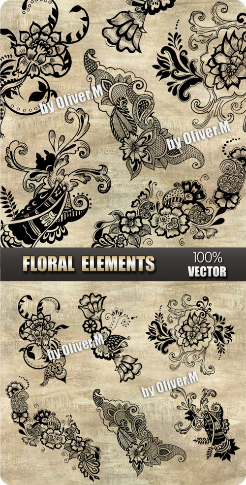 Vector - Floral Design Elements Vector - Floral Design Elements