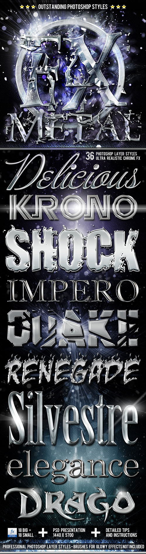 Pack of Metal Chromed Styles for Photoshop Pack of Metal Chromed Styles for Photoshop