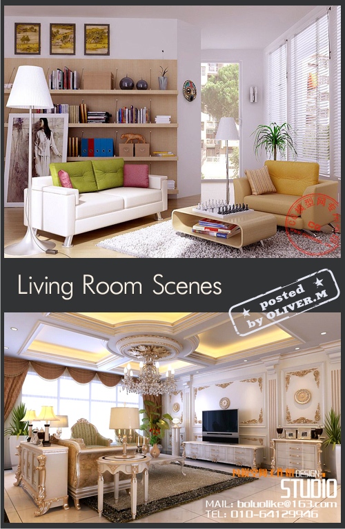 Living room Interiors Scenes for 3ds Max, part 9 Living room Interiors Scenes for 3ds Max, part 9