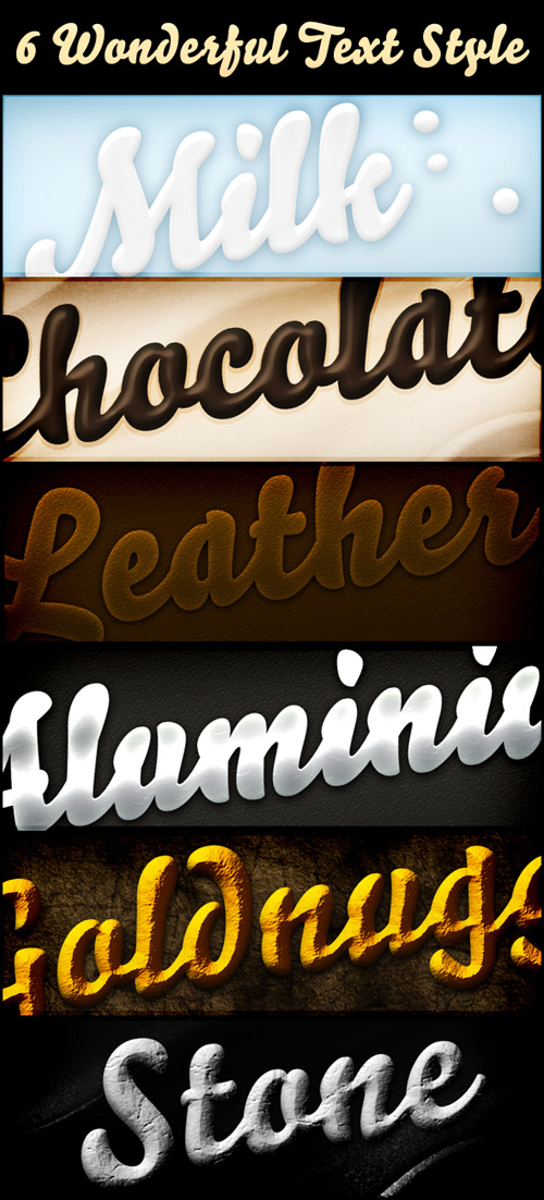 6 Wonderful Text Styles for Photoshop 6 Wonderful Text Styles for Photoshop