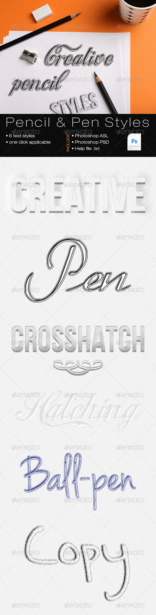 GraphicRiver - Pencil & Pen Styles for Photoshop GraphicRiver - Pencil & Pen Styles for Photoshop