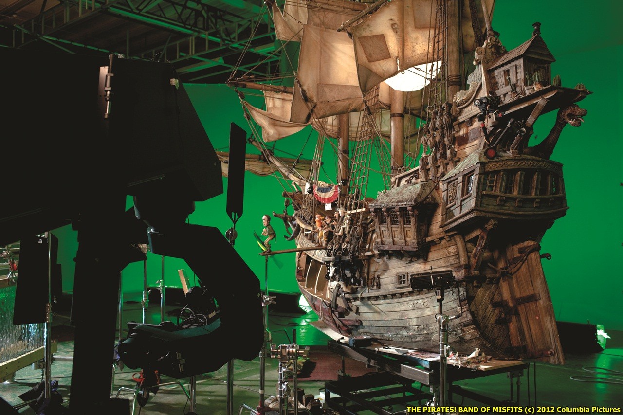 the pirate ship on the set