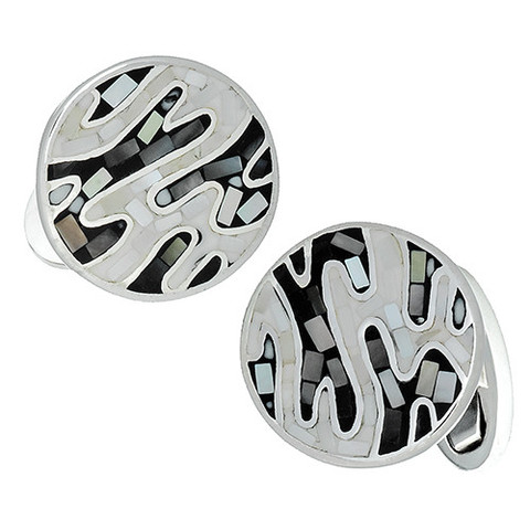 Black and White Camo Cuff Links large