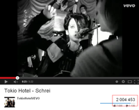 У клипа Tokio Hotel - Schrei более 2.000.000 просмотров на YouTube!