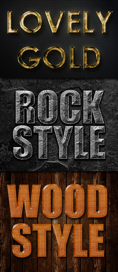 Photoshop Styles - Golden, Rock, Wooden