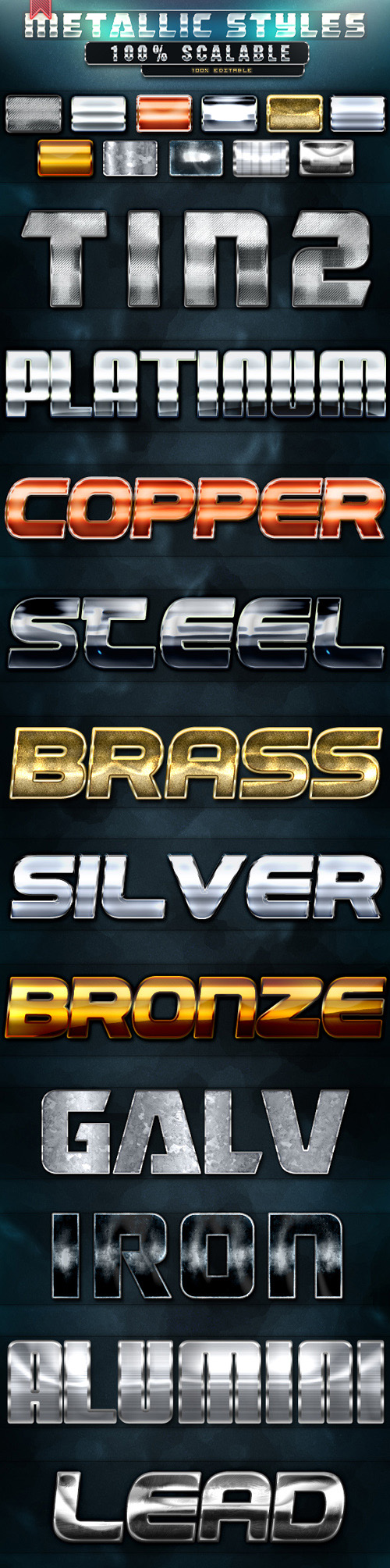 Metallic Photoshop Styles V2