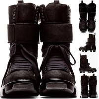 Rick Owens Black Suede Plinth Hiker Boots #RickOwens #Black #Boots