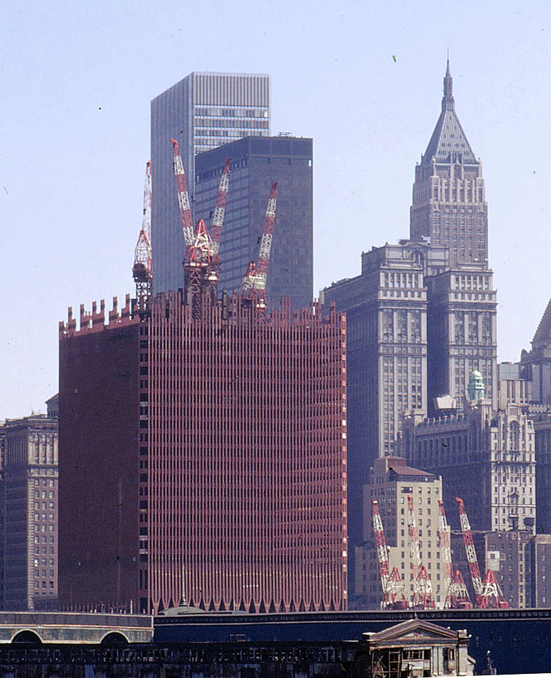 800px-Twin Towers under construction