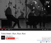 У клипа Tokio Hotel - Run, Run, Run более двух миллионов просмотров на YouТube!