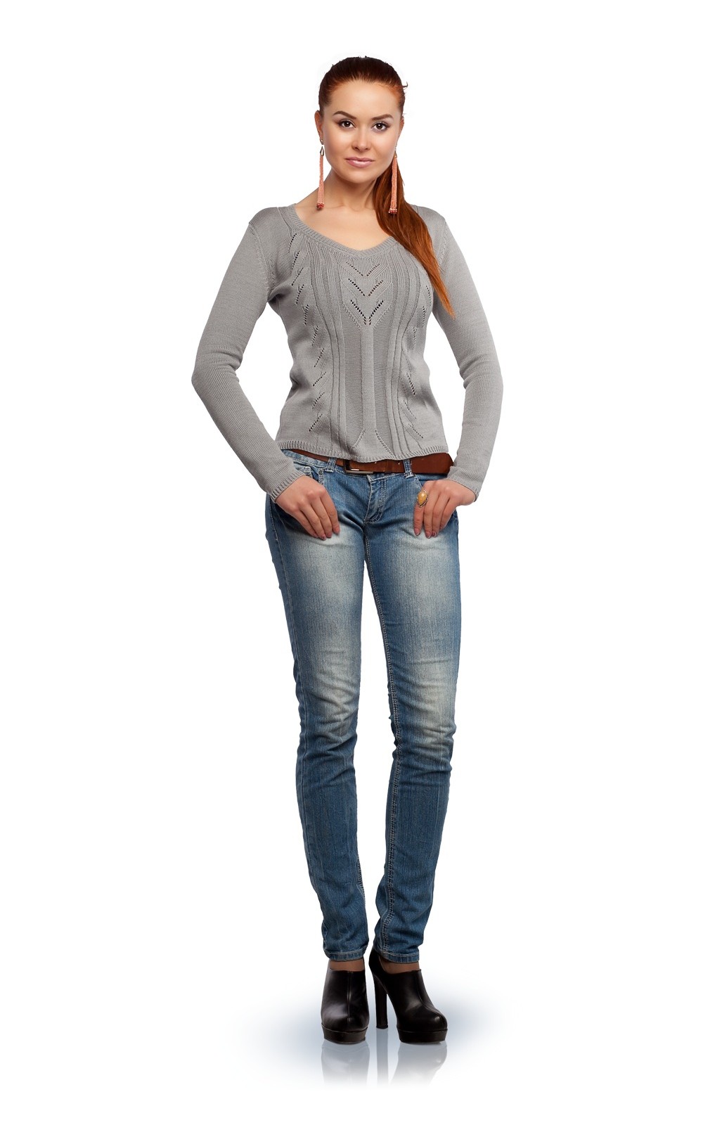 Трикотажные джинсы женские