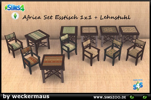 Wm Africa Chair1+Table DarkWood