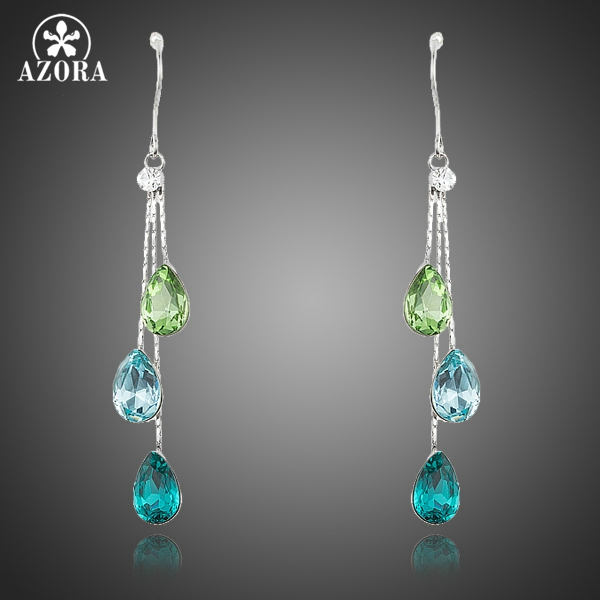 AZORA-Elegant-Charm-Earrings-for-Women-With-3pcs-Water-Drop-Stellux-Austrian-Crystal-Dangle-Wedding-Earrings