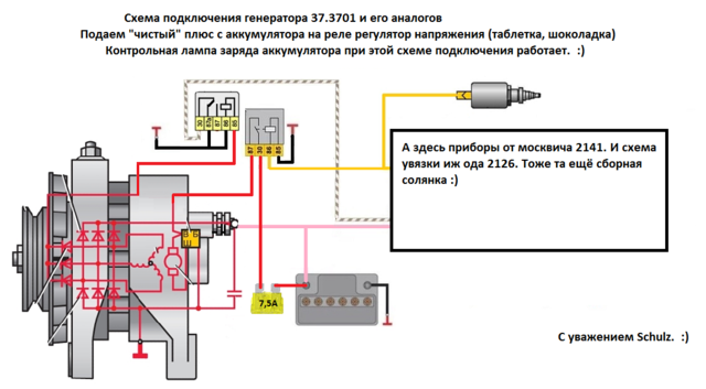 Схема подключения волговского генератора