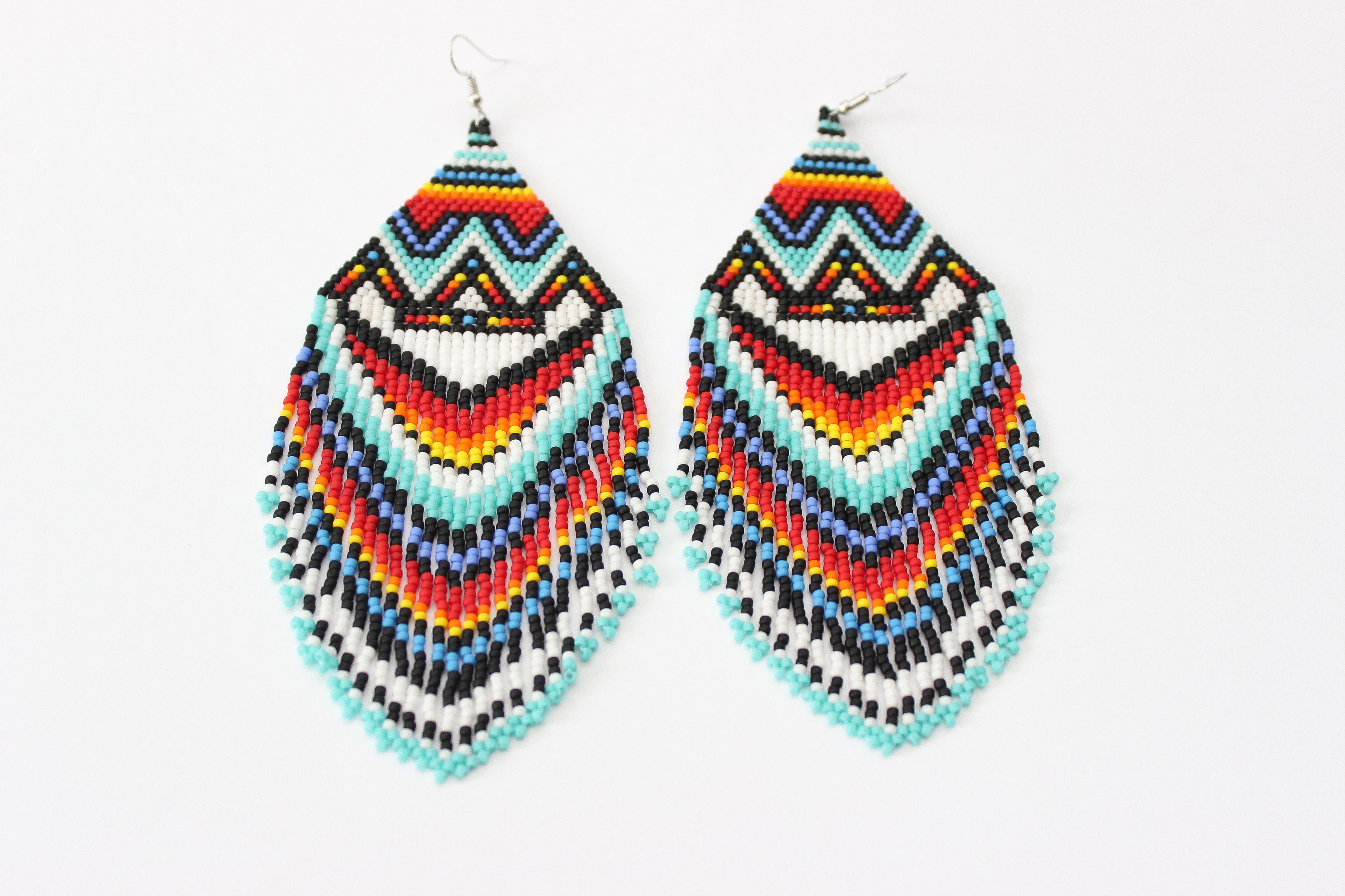 Native American Beaded Earrings American Indian Beaded Earrings Geometric Aztec Ebay 