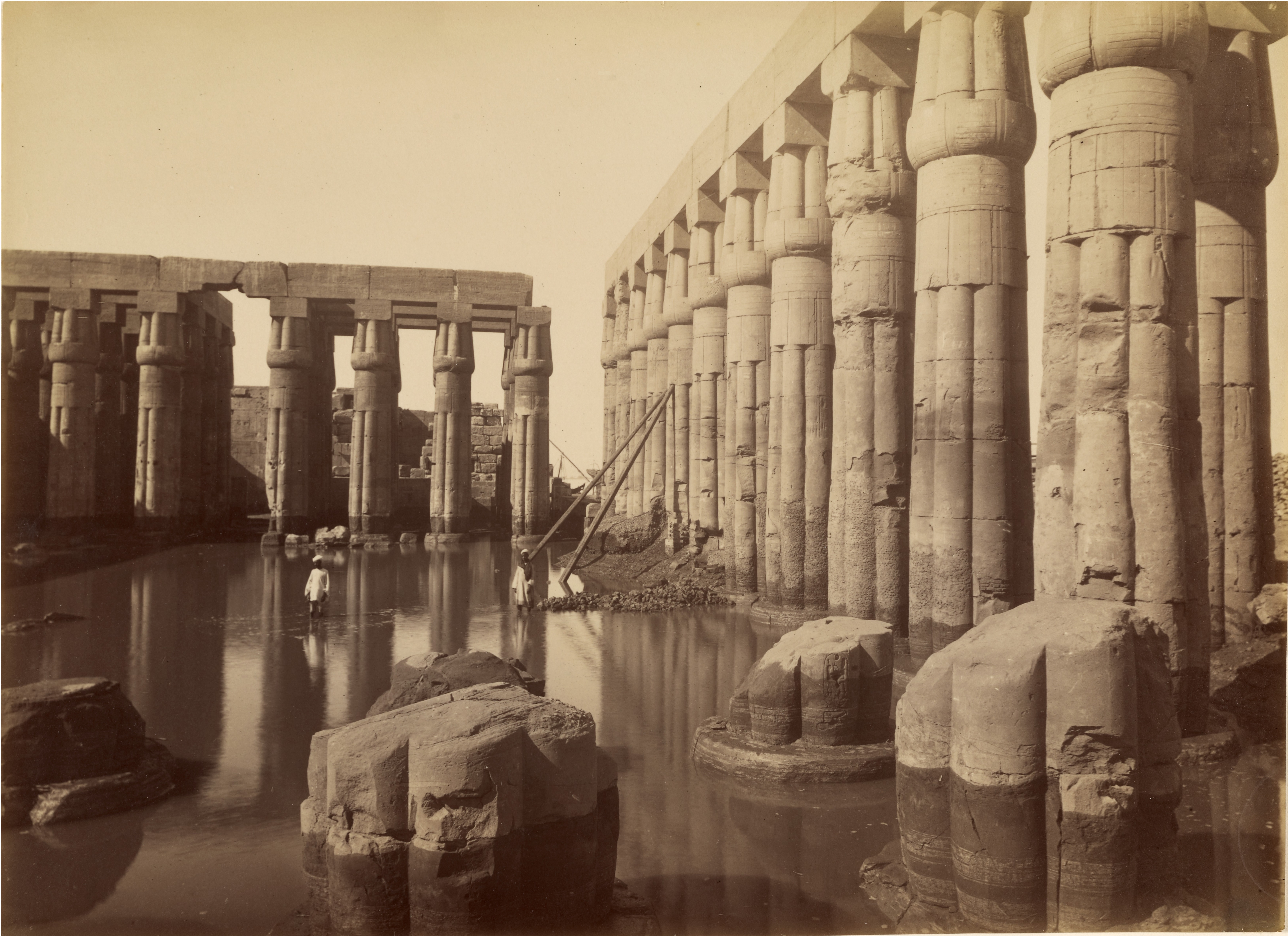 Flooded Courtyard of Amenhotep III in the Luxor Temple 1875 Гетти
