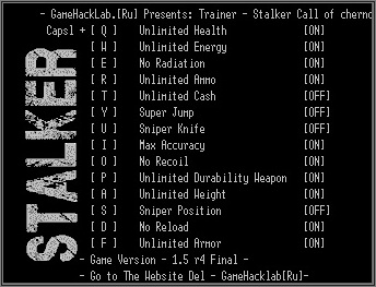 Trainer +12 - Call of Chernobyl 1.5