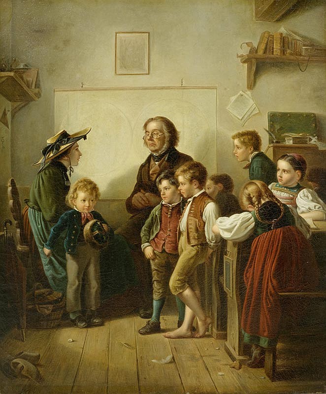 The first school lesson. 1870