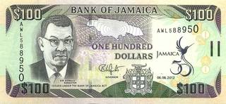Ямайка 100 долларов 2012 год. 50 лет Независимости UNC 01