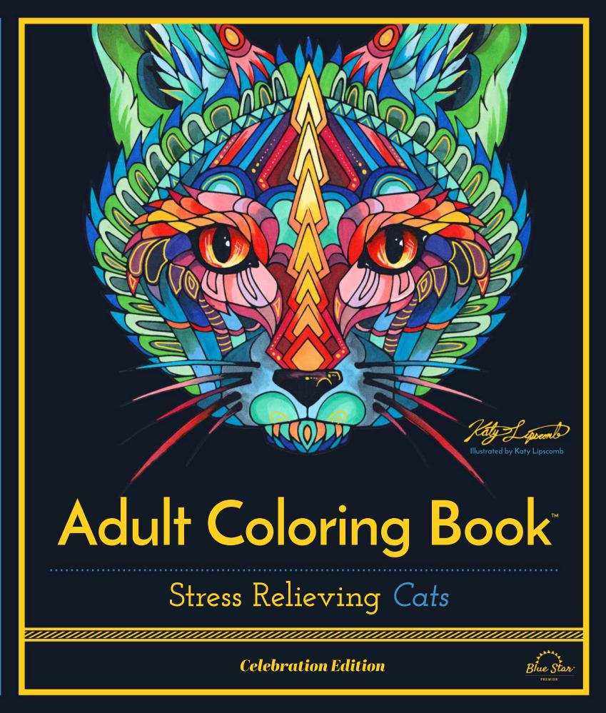 +Adult Coloring Book - Stress Relieving Cats Celebration Edition