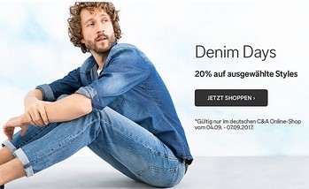 C&A. Скидка 20% на мужские джинсы
