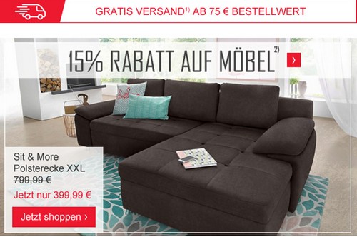 Neckermann промокод. Скидка 15% на Möbel & Heimtextilien