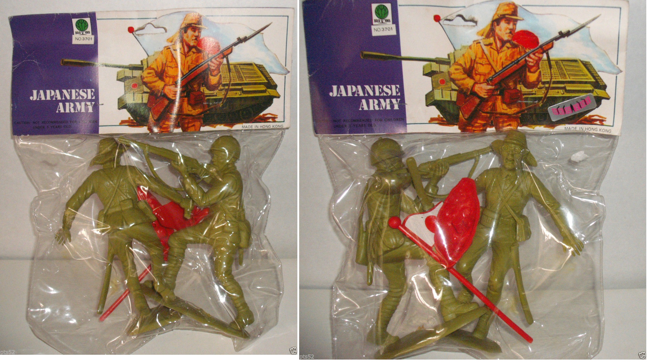 HK copies of MARX, 6 inch scale, 2 JAPANESE ARMY SOLDIERS in Header Card Packet