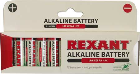 Батарейка REXANT (AA) LR6-BL12 1.5V (12 шт. в уп.)