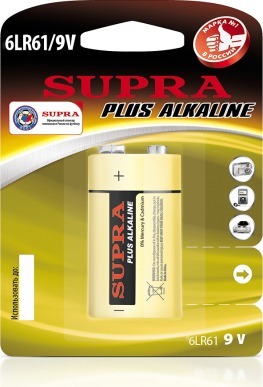 Батарейка щелочная SUPRA (крона) 6LR61-BP1 9V алкалиновые 815228 (1 шт. в уп.)
