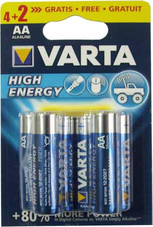 Батарейка VARTA HIGH ENERGY (AA) LR06-BL6 1.5V (4+2 шт. в уп.)