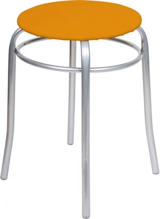Табурет СТАЙЛ ТБС 01 (оранжевый) на 4-х опорах с ободом, сиденье винилискожа, круглое 320мм, каркас-хром