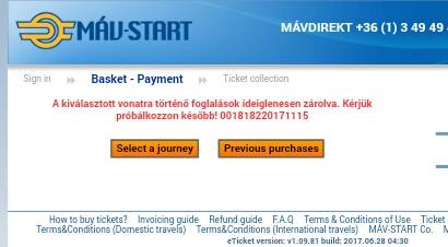 Железные дороги Венгрии - покупка билетов, резервация мест