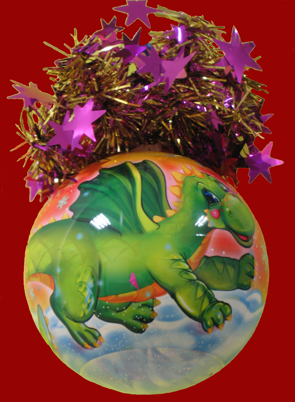 Шар Рождественский (Зеленый Дракон), диаметр 95мм