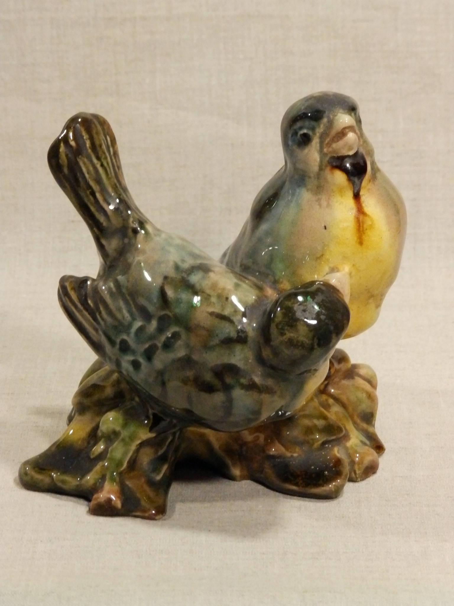►RRR РЕДКАЯ статуэтка ПТИЦЫ Птички «Воробьи» старая Гжель 1950-е или СХФ №1 керамика майолика СССР (31)
