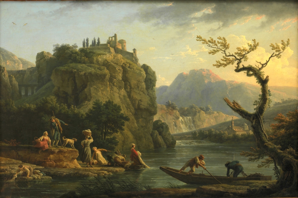 Claude-Joseph Vernet – A Mountain Scenery with a River (1770) c