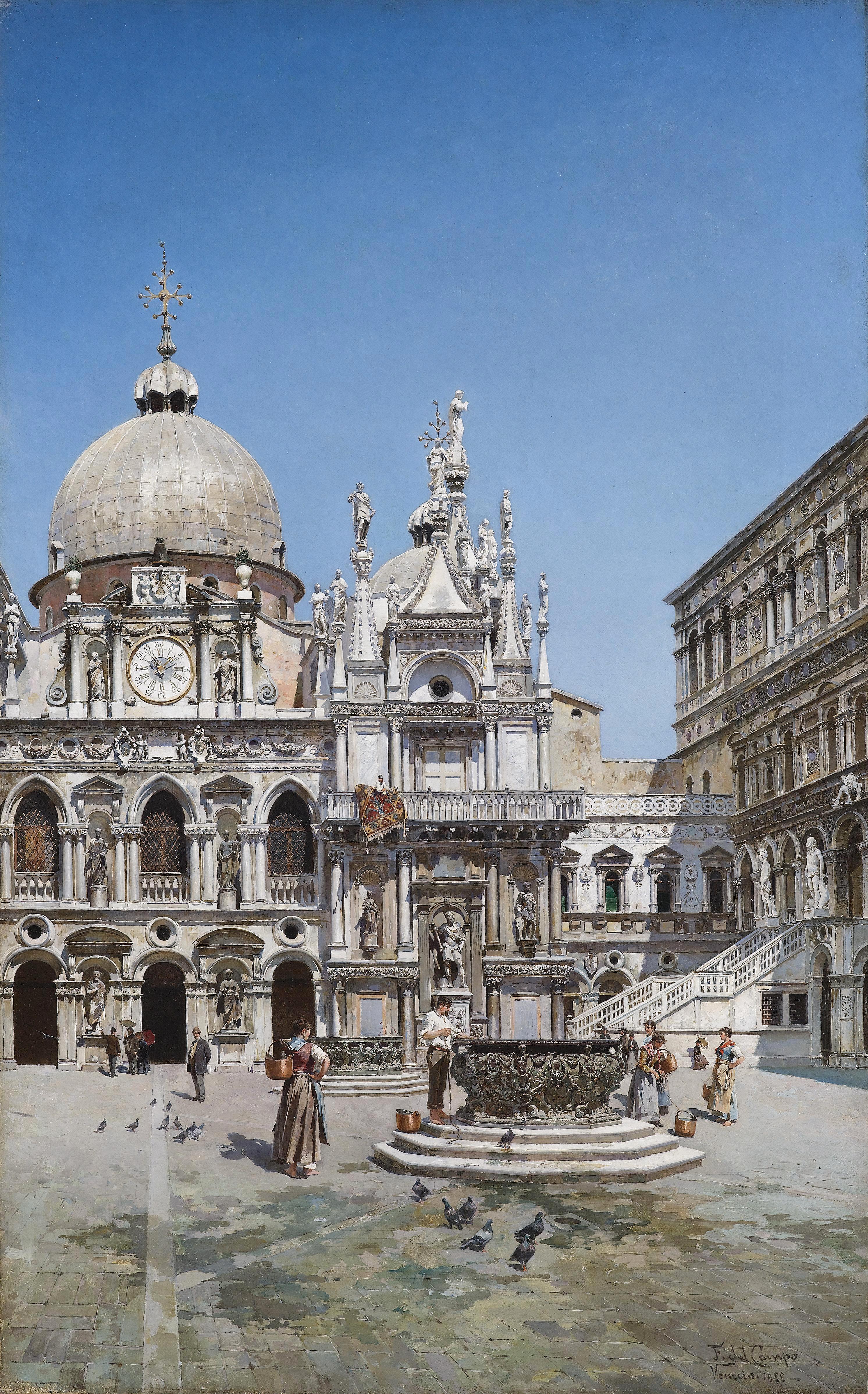 Federico del Campo – Courtyard of the Doge’s Palace Venice (1888)