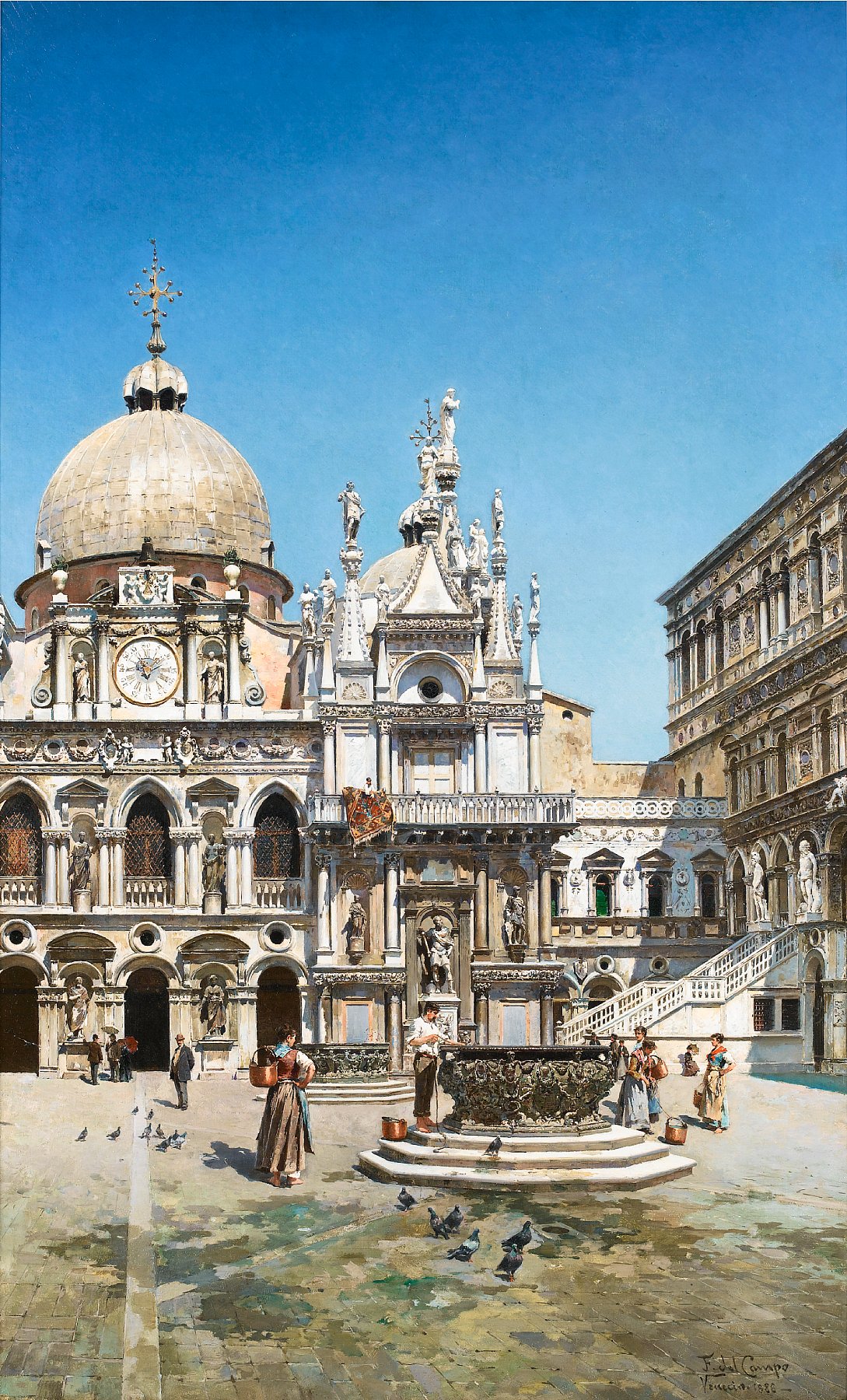 Federico del Campo – Courtyard of the Doge’s Palace Venice (1888)