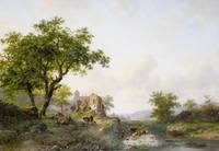 1280px-Frederik Marinus Kruseman - Zomer landschap met vee in de buurt van een rivier
