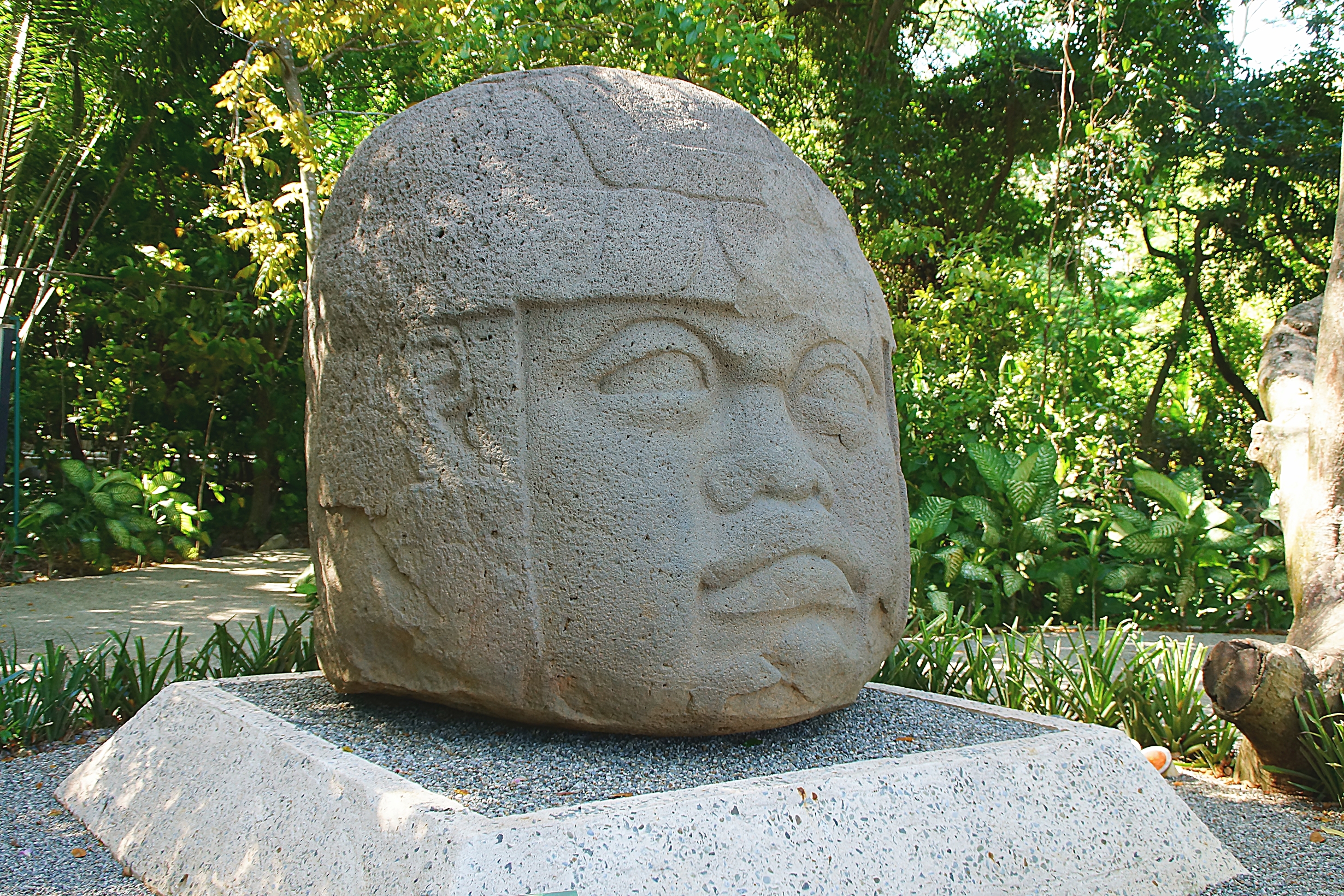 Одна из знаменитых каменных голов работы ольмеков - древнейшего народа Ц.Америки. Фото Морошкина В.В.