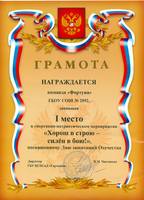Грамота команды ФОРТУНА за I место «Хорош в строю – силен в бою!» (23 февраля 2018)