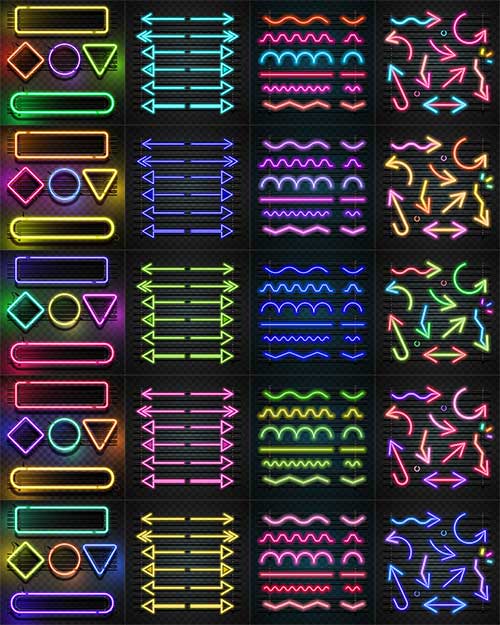 Стрелки и фигуры в неоновом цвете - Вектор / Arrows and figures in neon colors - Vector