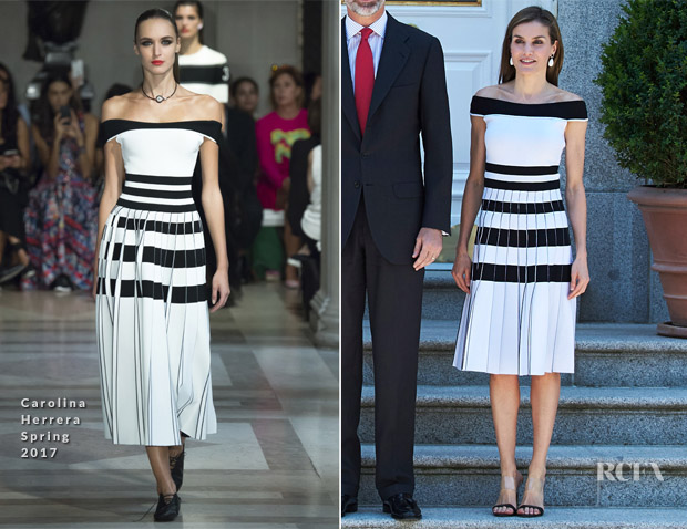 Queen-Letizia-In-Carolina-Herrera-Spanish-Royals-Receive-President-Of-Peru