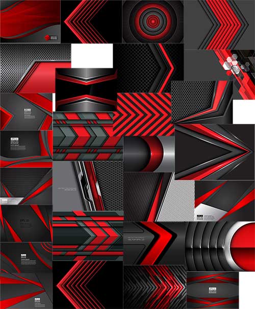 Чёрное и красное - Фоны в векторе / Black and red - Backgrounds in vector