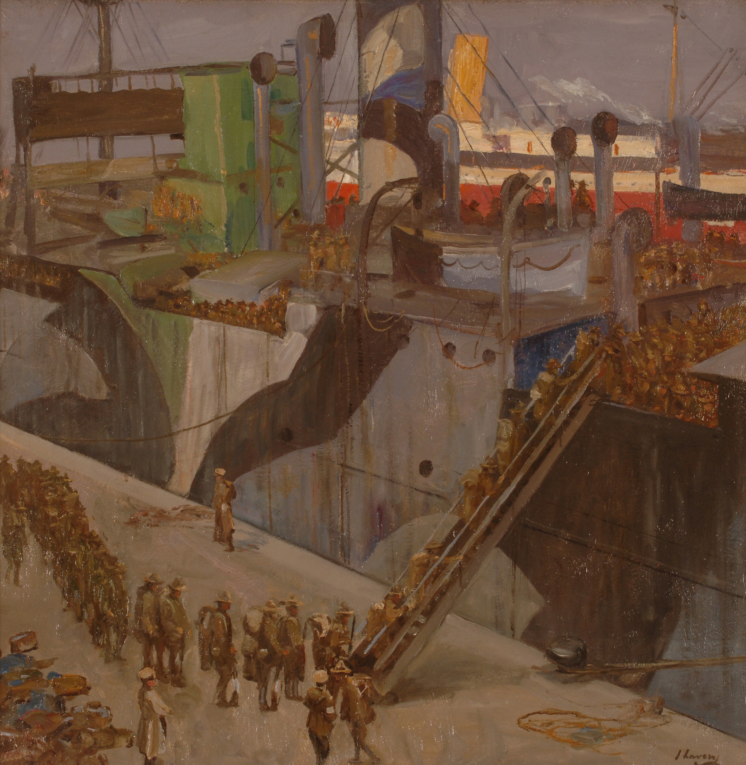 American Troops Embarking, Southampton, 1918 Art.IWMART1279