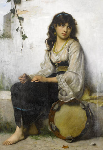 François-Alfred-Delobbe-The-Little-Tambourine-girl-1884 François-Alfred-Delobbe-The-Little-Tambourine-girl-1884